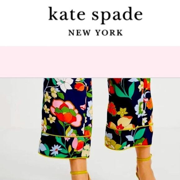 Woman’s kate spade new york XXS Flower Bed Twill Pants Flower Patterns Wide Leg - Picture 2 of 14